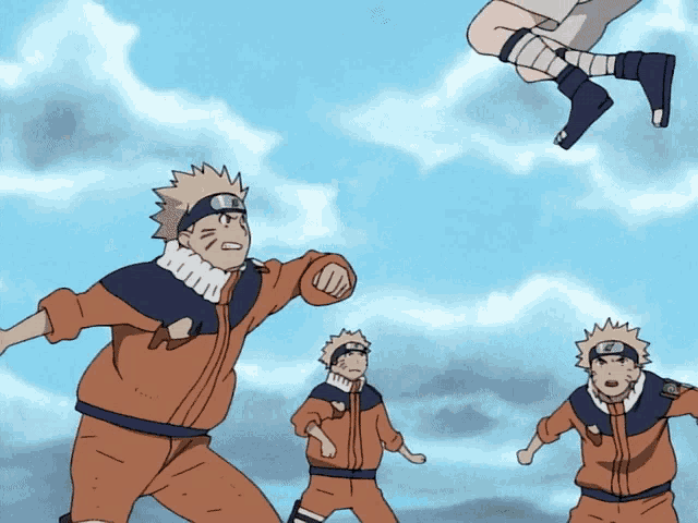 Naruto's Shadow Clone Jutsu — Kage Bunshin no Jutsu — multiple clones executing independently