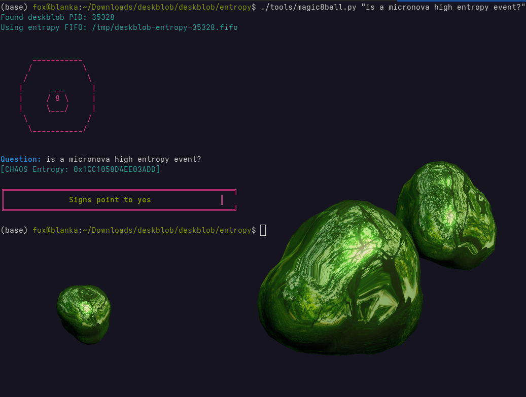 magic8ball.py consuming deskblob entropy — ASCII 8-ball answers 'Signs point to yes'